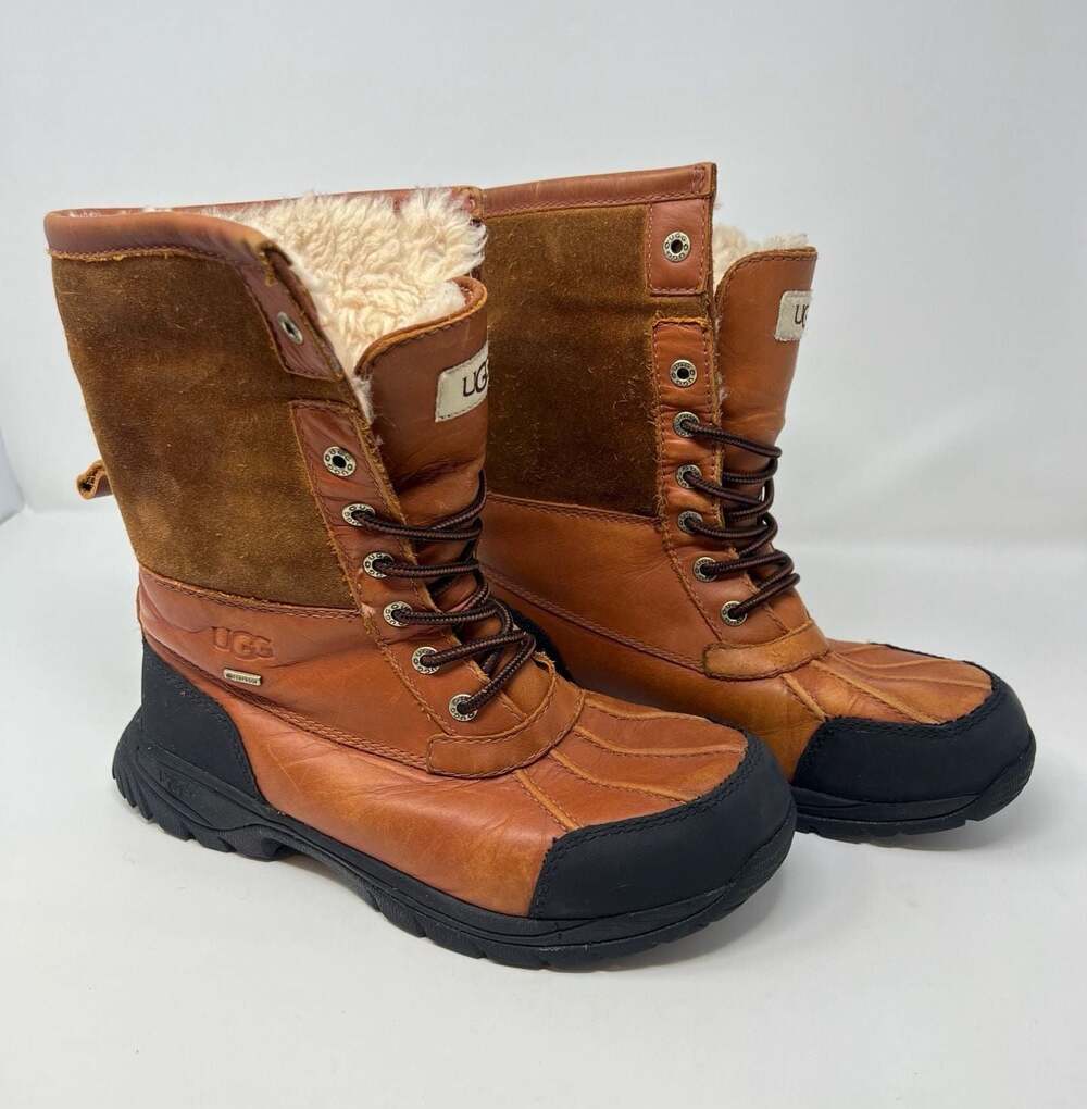 UGG Butte Worchester Waterproof Leather Fur Winter Snow Boots, Size 7